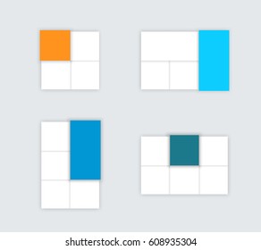 Set of Simple Colourful Vector Text Boxes With Shadows C