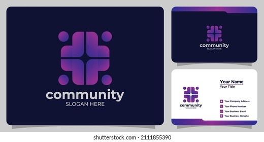 set of simple community logos and business cards