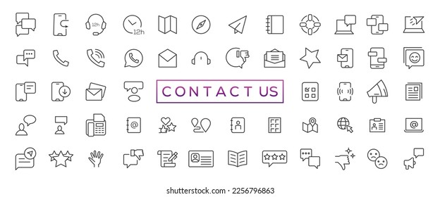 Set von einfachen Contact us Icons für Web und Mobile App. Das Symbol Social Media-Netzwerk ruft uns mobile Zeichen per E-Mail an. Kundenservice. Support-Zeichen und Symbole kontaktieren