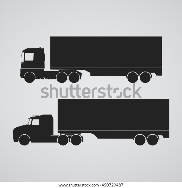 Set Simple Container Truck Logo Long Stock Vector Royalty Free