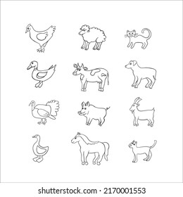 Set of simple contour pets in vector.
