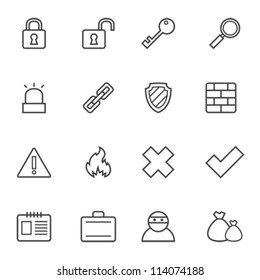 Set of simple contour security icons