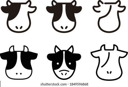 A set of simple cow icons