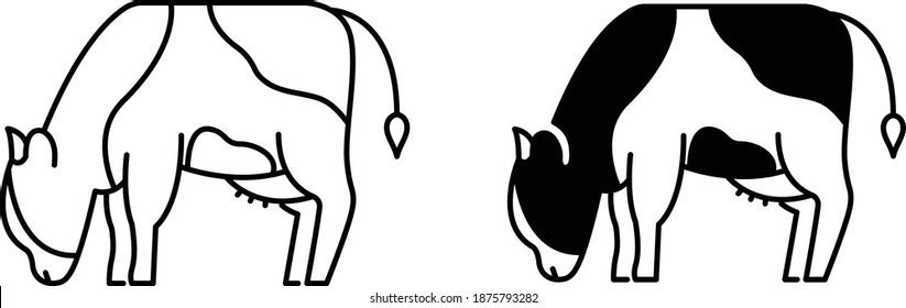 A set of simple cow and ox icons