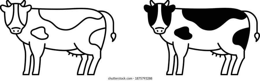 A set of simple cow and ox icons