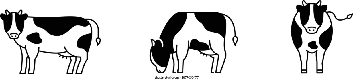 A set of simple cow and ox icons