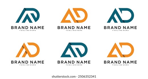 Set of simple creative logo design letter A and D. Premium Vecor
