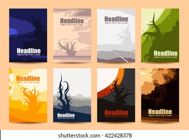 Set of simple creative nature universal cards. Elements Paint Splash.  Nature design. Abstract Paint Texture. Design poster, card, invitation, placard, brochure. Vector. Isolated.