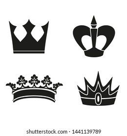 Set of Simple Crown Icon . Royal Symbol Diadem Isolated on White Background. Coronation Vector Illustration