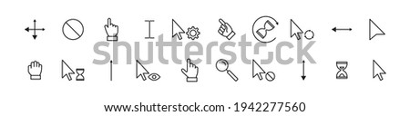 Set of simple cursor line icons. Outline stroke object. Linear signs pack. Perfect for web apps and mobile.