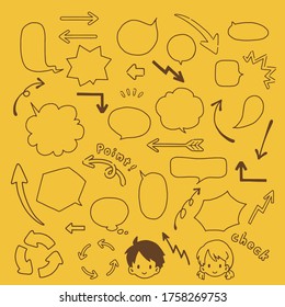 
Set of simple and cute hand drawn speech bubbles