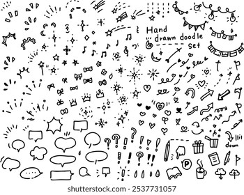 A set of simple and cute hand-drawn monochrome illustrations that can be used for icons and notices