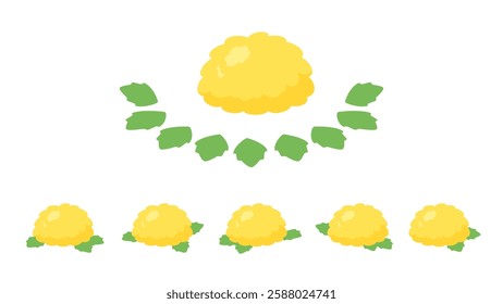 A set of simple dandelion illustration materials seen from diagonally above