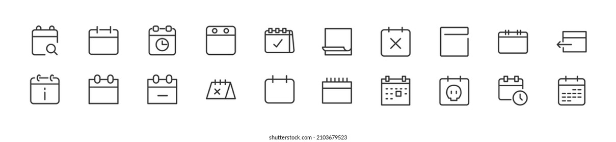 Set of simple deadline line icons. Outline stroke object. Linear signs pack. Perfect for web apps and mobile.