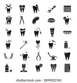 Set of simple dentistry icons. Dental flat vector elements.