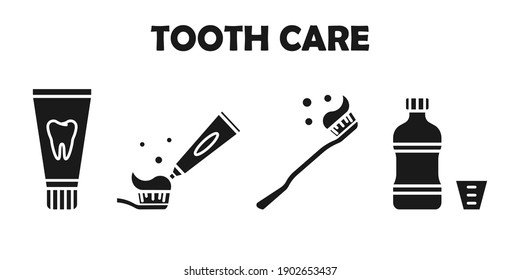 Set of simple dentistry icons. Dental flat vector elements. Tooth care