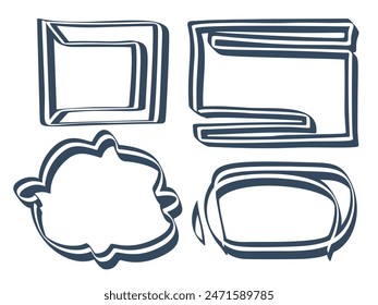 A set of simple design frames. Vector illustration.