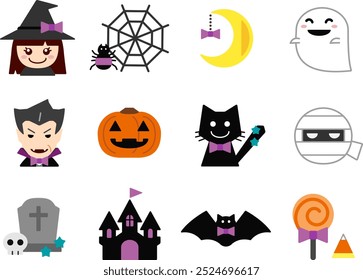 Set of simple design Halloween icons