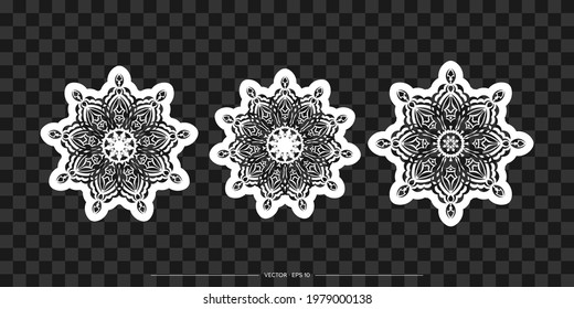 Set of Simple Design Mandalas. Simple flower ornament. Isolated. Vector 