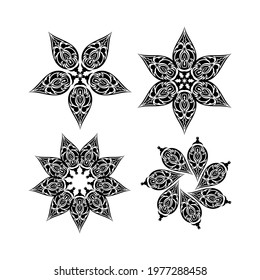 Set of Simple Design Mandalas. Good for menus, prints and postcards. Isolated. 