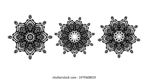 Set von Simple Design Mandalas. Gut für Logos, Drucke und Postkarten. Einzeln. Vektorgrafik
