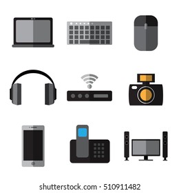 Set of simple devices flat icons on white background vector illustration