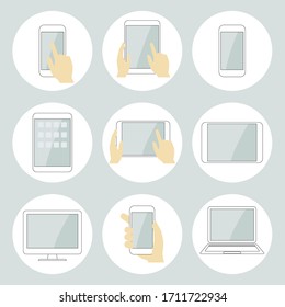  Conjunto de iconos de dispositivos simples / pasos vectoriales 10