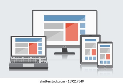 Set Of Simple Devices For Website Demonstration. ESP10 Vector.