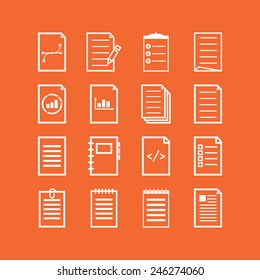 Set of simple document icons for web design, sites, applications, business and stickers