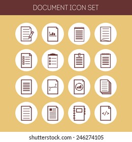 Set of simple document icons for web design, sites, applications, business and stickers
