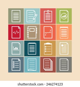 Set of simple document icons for web design, sites, applications, business and stickers