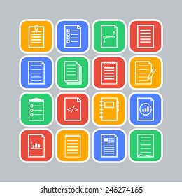 Set of simple document icons for web design, sites, applications, business and stickers