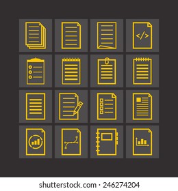 Set of simple document icons for web design, sites, applications, business and stickers