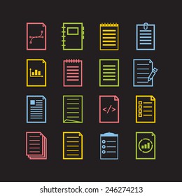 Set of simple document icons for web design, sites, applications, business and stickers