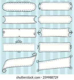 A set of simple doodle banners turquoise striped seamless background