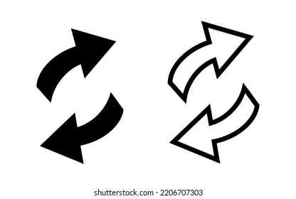 Conjunto de iconos simples de la flecha de reutilización del doodle aislados en el fondo blanco.