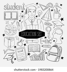 Set of simple doodles on the topic of study