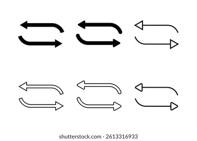 Set of Simple Double-Ended Arrows in Black and White.