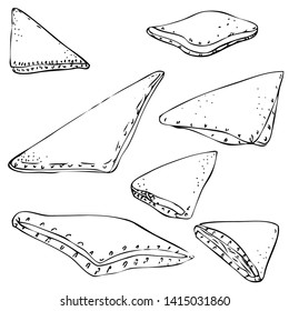 Set of simple drawing cookies for your design. Hand drawn cookies with filling. Black and white elegant design