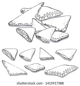 Set of simple drawing cookies for your design. Hand drawn cookies with filling. Black and white elegant design