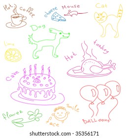 set of simple drawing vector