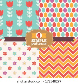 Set of simple Easter patterns. Perfect for wallpapers, pattern fills, web page backgrounds, surface textures, textile. 