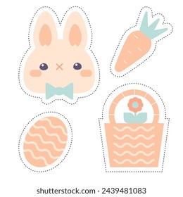 A set of simple Easter stickers.  Vector drawing in the flat style.