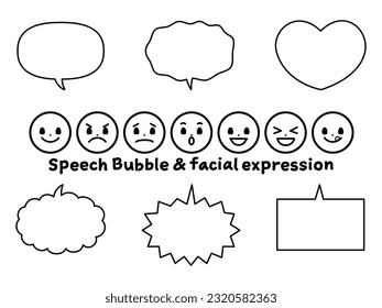 A set of simple, easy-to-use speech balloons  and facial expression icons in a variety of styles.