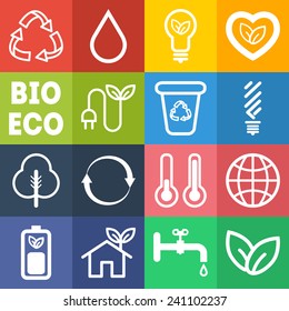 Set of simple ecology icons