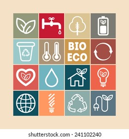 Set of simple ecology icons