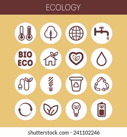 Set of simple ecology icons