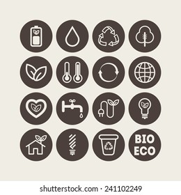 Set of simple ecology icons