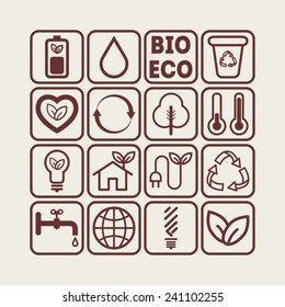 Set of simple ecology icons