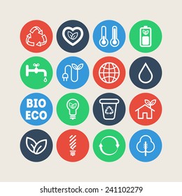 Set of simple ecology icons